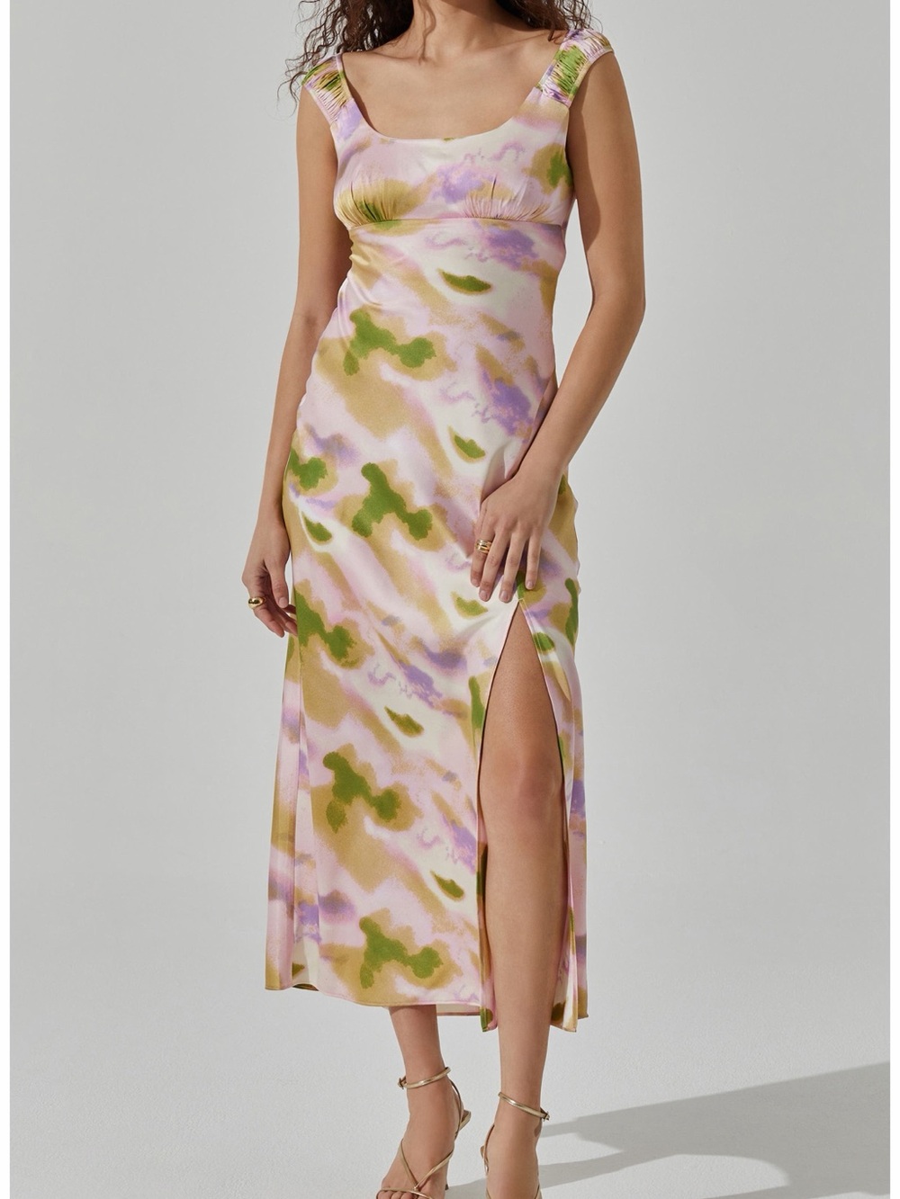 ASTR Pastel Tie-Dye Maxi Dress in Pink, Green & Lavender